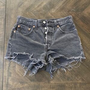 Levi's Distressed Black Denim Shorts